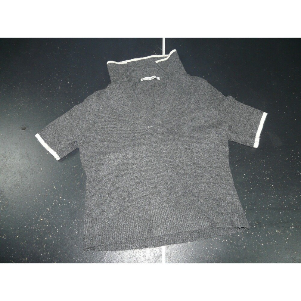 Abercrombie Fitch Soft Knit Polo Sweater Short Sleeve Top Gray Preppy Women's S
